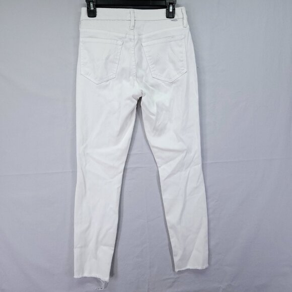 Mother Jeans Women’s 27 Mid Waisted Looker Ankle Fray Glass Slipper White - Picture 2 of 14